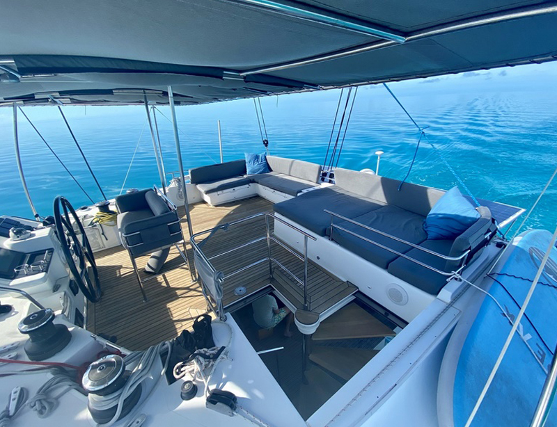 Lagoon 560 sailing catamaran deck Nassau Bahamas yacht charters