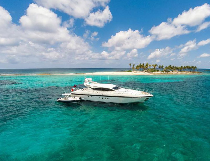 European luxury motor yacht Nassau Bahamas private charter Exuma swimming pigs