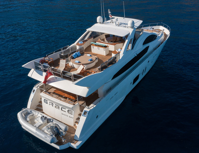 Luxury flybridge yacht Nassau Bahamas private charter luxury boat rental